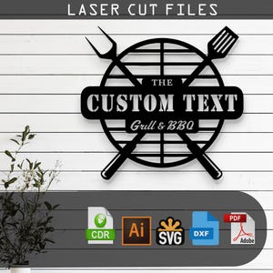 Customizable BBQ Silhouette Laser Cut Vector – SVG, DXF, Ai, Pdf Files Glowforge, Cricut, Metal, Wall Decor, Grill Sign, Digital Download