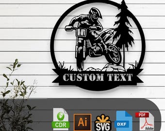 Customizable Motocross Rider Silhouette Laser Cut Vector – SVG, DXF, Pdf Files Glowforge, Cricut, CNC, Metal, Wall Decor, Digital Download