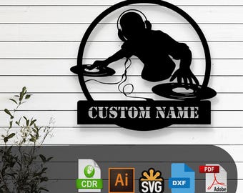 Customizable Dj Laser Cut Vector Files - SVG, DXF, Glowforge, Cricut, CNC, Metal Wall Art, Music Decor, Digital Instant Download