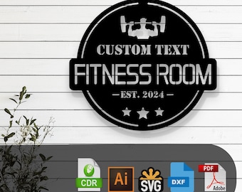Customizable Fitness Room Silhouette Laser Cut Vector Design – SVG, DXF, Pdf Files Glowforge, Cricut, Metal, Wall Decor, Digital Download