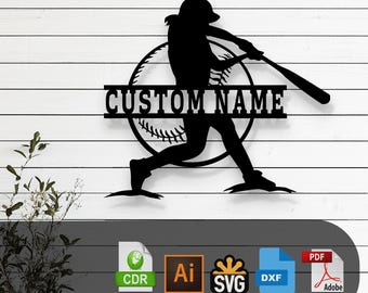 Customizable Softball Player Laser Cut Vector Files - SVG, DXF, Glowforge, Cricut, CNC, Metal Wall Art, Sports Decor, Instant Download