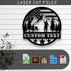 Customizable Us Fisherman Laser Cut Vector Files - SVG, DXF, Glowforge, Cricut, CNC, Metal Wall Art, Fishing Decor, Instant Download