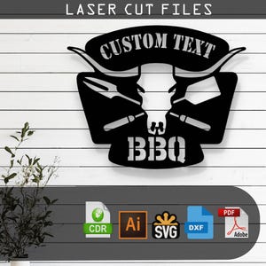 Personalized Bbq Laser Cut Vector Files - SVG, DXF, Glowforge, Cricut, CNC, Metal Wall Art, Grill Master Sign, Outdoor Decor Download