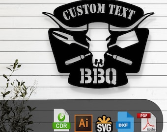 Personalized Bbq Laser Cut Vector Files - SVG, DXF, Glowforge, Cricut, CNC, Metal Wall Art, Grill Master Sign, Outdoor Decor Download
