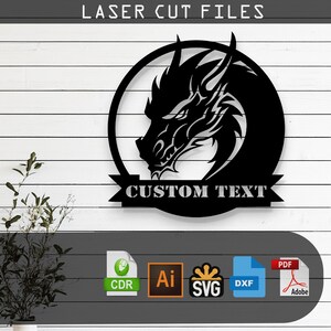 Customizable Dragon Silhouette – Laser Cut File for Glowforge, Cricut, CNC, Wall Art, Fantasy Decor, Personalized Gift, Digital Download