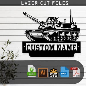 Customizable US Military Tank Silhouette Laser Cut Vector Design – SVG, DXF, Files Glowforge, Cricut, Metal, Wall Decor, Digital Download
