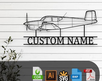 Custom Bonanza F35 Airplane Silhouette - Svg Dxf AI Pdf CDR EPS - Laser Cut Aviation Art