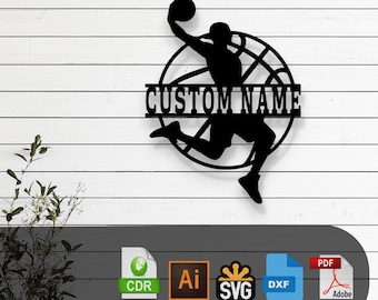 Customizable Basketball Laser Cut Vector Files - SVG, DXF, Glowforge, Cricut, CNC, Metal Wall Art, Digital Instant Download