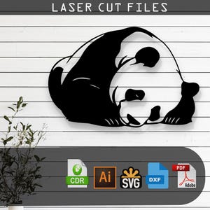 Decorative Panda Laser Cut Vector Design - SVG DXF Ai Pdf Files for Glowforge Cricut CNC Wall Decor Metal Art Digital Instant Download