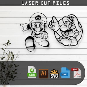 Decorative Super Mario Laser Cut Vector Design– SVG, DXF, Ai, Pdf FilesGlowforge, Cricut, CNC, Metal, Wall Decor, Digital Instant Download