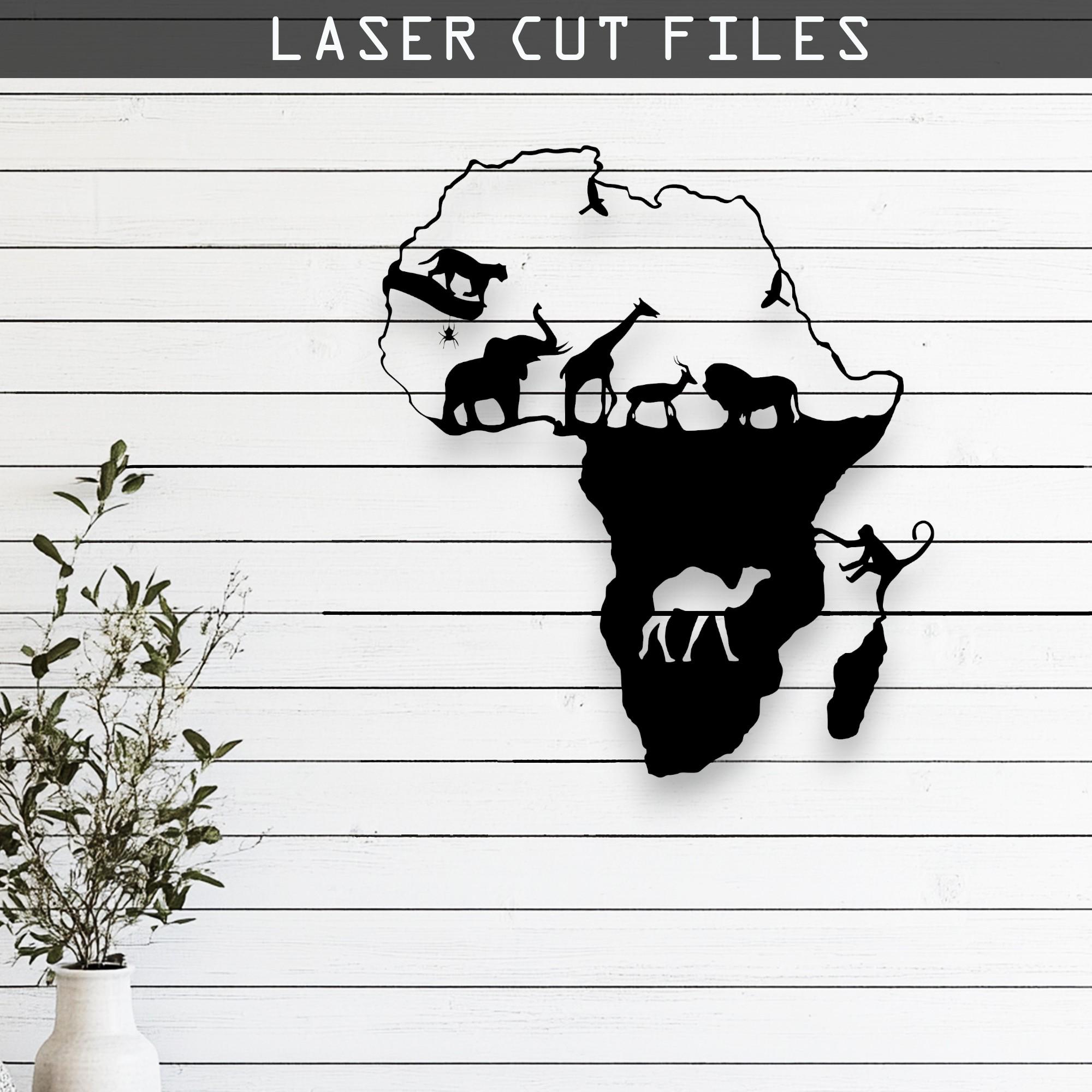 Africa Map Silhouette Laser Cut Vector Design – SVG, DXF, Ai, Pdf
