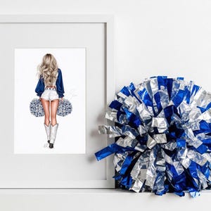 Stampa personalizzata per cheerleader, regali per cheerleader, regali per squadre di cheerleader, illustrazioni di moda ispirate alla NFL, Dallas Cowboys, Raiderettes