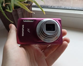 RARE Purple Olympus Stylus 7030 14.0MP digital compact camera WORKing FULL set