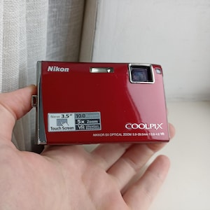 RARE Red Nikon Coolpix S60 10.0MP digital compact camera WORKing FULL Set