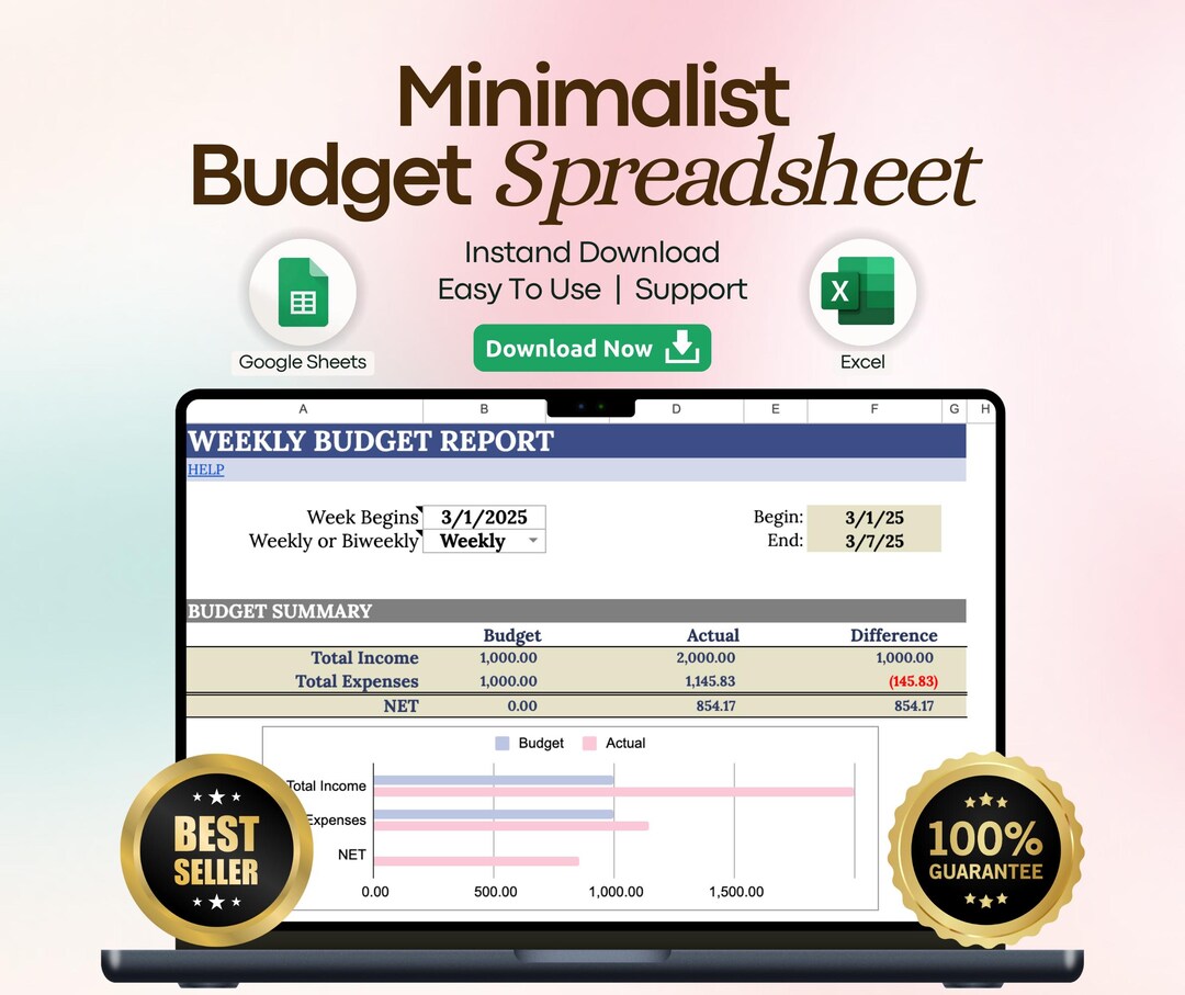 Budget Spreadsheet Google Sheets | Monthly Bill Tracker & Expense ...