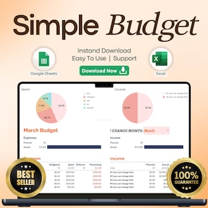 Google Sheets Budget Planner | ADHD-Friendly Expense Tracker | Digital Monthly Finance Tool