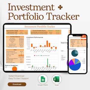 Investment Portfolio Tracker | Google Sheets Finance Planner | Stock & Crypto Tracker | Digital Asset Management Spreadsheet