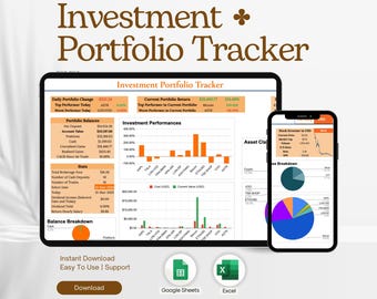 Investment Portfolio Tracker | Google Sheets Finance Planner | Stock & Crypto Tracker | Digital Asset Management Spreadsheet