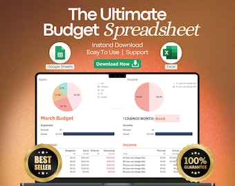 ADHD Budget Spreadsheet | Digital Finance Planner | Paycheck & Expense Tracker