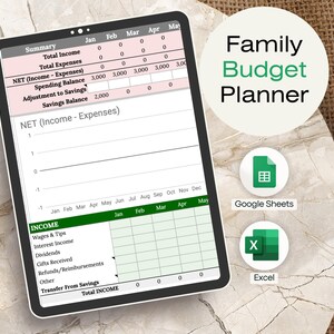 Family Budget Planner | Google Sheets Expense Tracker | Monthly Bill Organizer