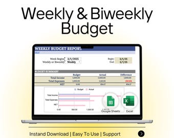 ADHD Budget Binder & Bill Tracker | Google Sheets Paycheck Budget Spreadsheet | Personal Finance Planner