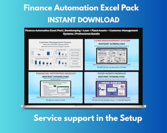 Finance Automation Excel Pack | Bookkeeping + Loan + Fixed Assets + Customer Management Systems | Professional Bundle