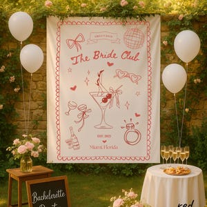 Custom The Bach Club Bachelorette Tapestry Tropical Wedding Beach Banner Luxury Vegas Bach Sign Bridesmaid Proposal Bridal Shower Party Gift