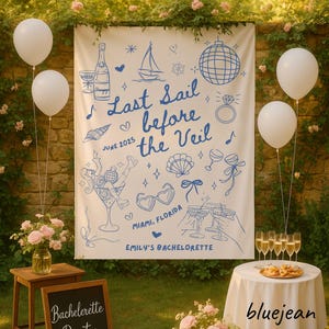 Custom Last Sail Before The Veil Bachelorette Tapestry Personalized Cruise Bach Banner Weekend Girls Trip Backdrop Bridal Shower Favors