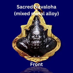 Thai Amulet Pendant, Rahu Amulet - Wat Chao Am, Mystic Power of Lunar Eclipse Deity, Waterproof Gold Frame, Powerful Thai Occult Talisman