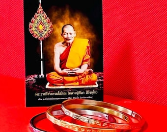 LP Sila Yant Nuea Duang Bracelet, Lucky Thai Amulet, Wealth Prosperity Protection Charm, Feng Shui Good Fortune Bangle