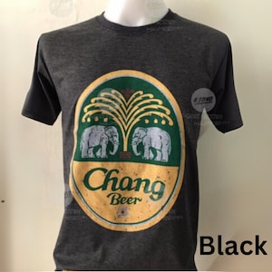 Chang Beer T-Shirt Unisex Vintage Style, Short Sleeve Round Neck Cotton Tee S-5XL , Funny Thai Graphic Shirt for Couple, Men, Women, Retro