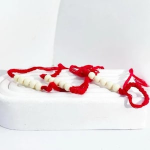 Red SAI SIN, Blessed by Kruba Boonchum, Sacred 5 Buddha Mantra (Na Mo Phut Tha Ya), Thai Amulet, Luck, Wealth & Protection Bracelet