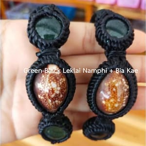 Bracciale con pietra di protezione potente, guarigione energetica, aura positiva, magia nera e blocco spirituale, amuleto Leklai Namphi con Bia Kae