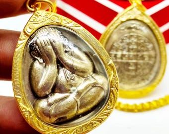 Thai Amulet Phra Pidta 7 Rop Wat Bowonniwet | Premium Gold & Nawaloha | Powerful Thai Buddha Amulet for Protection, Luck and Metta