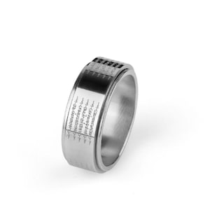 5-Linien-Yant-Schutzring, drehbarer thailändischer Amulettring, lasergeätzte Anziehungskraft für Reichtum und Glück, Heiliges Sak Yant Design, Unisex-Ring Silver_Pattern2