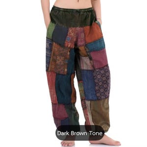 Thai Hippie Patchwork Cotton Aladdin Pants, Handmade Boho Harem Pants, Unique Drawstring Hippie Pants, Unique Pants, Boho Design Free Size