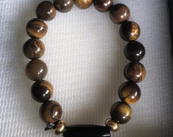 Kruba Noi Takrut Tiger Eye Bracelet, Thai Lucky Amulet, Wealth & Protection Bracelet, Wat Sri Don Moon Chiang Mai, Buddhist Talisman Gift