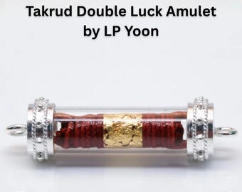 Takrud Double Luck Amulet | LP Yoon Blessed Thai Lucky Talisman | Wealth & Fortune Charm | 18K Gold/Rhodium Case | Gift for Prosperity