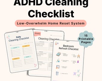 Afdrukbare checklist ADHD-reiniging, Minimal Home Reset-systeem (A4 US Letter pdf)