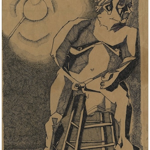 10.5x13 in Original Drawing,Figure Drawing,Line Drawing,Gesture Drawing,Life Drawing,Life Drawing Class,Black Markers,Brown Paper Bag