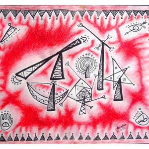 Original 16x20in Iraqi Art, Baghdad Fair, Abstract Arabic Art, Modern Arab Art, Theem park