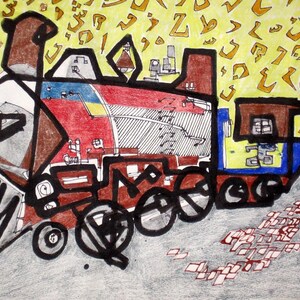 11x14 in Original,Train,Locomotive,Travel Town,Griffith Park,Los Angeles,Old Trains,Mixed Media Art,