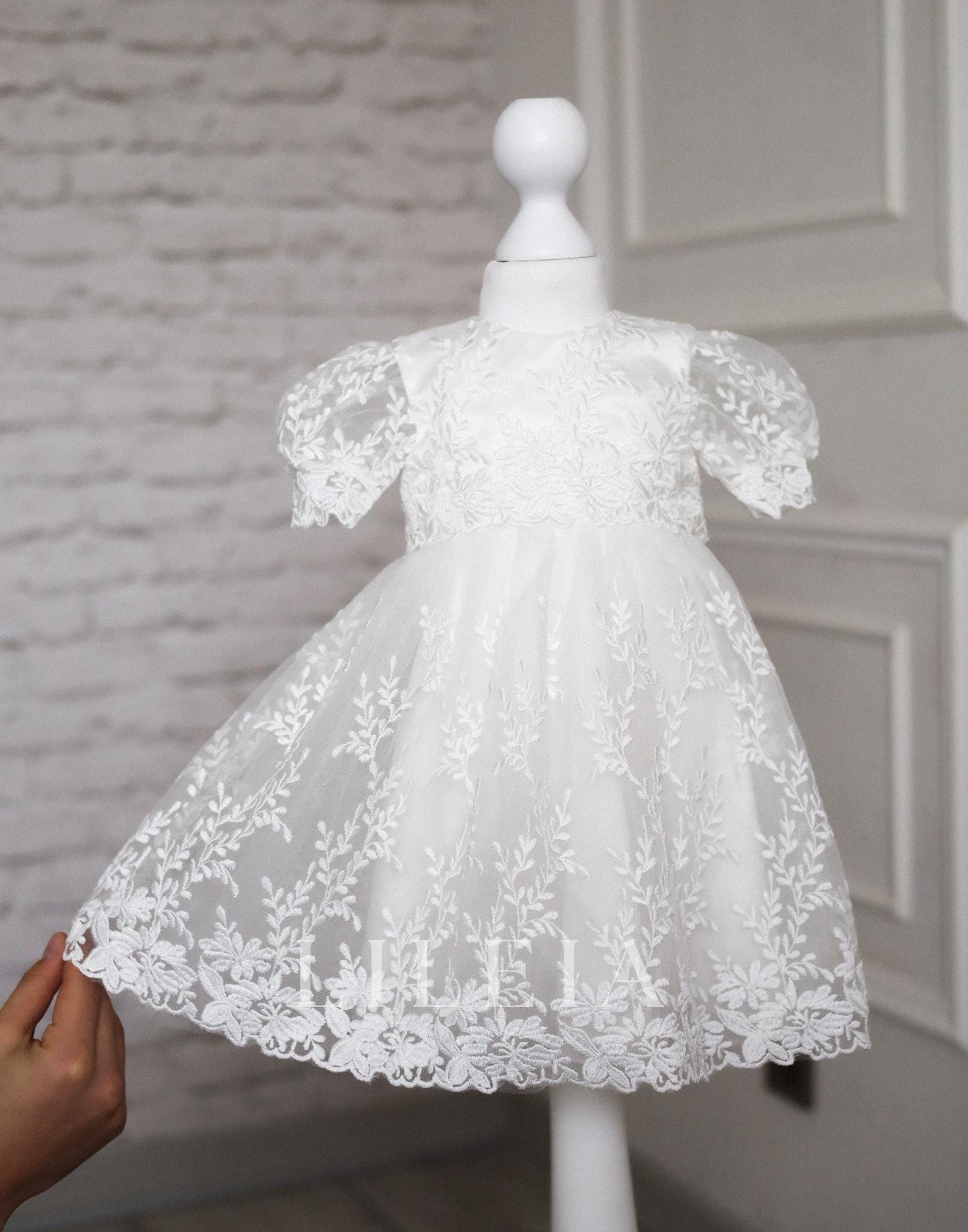knee length dresses for ladies 3D Lace Tulle Flower Off Shoulder Wedding Flower Girl Dress Couture Gown Custom Size