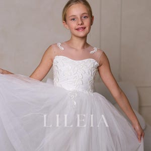 Lace tutu girl dress, Perfect Flower Girl dress, Junior Bridesmaid Dress, First Communion Dress