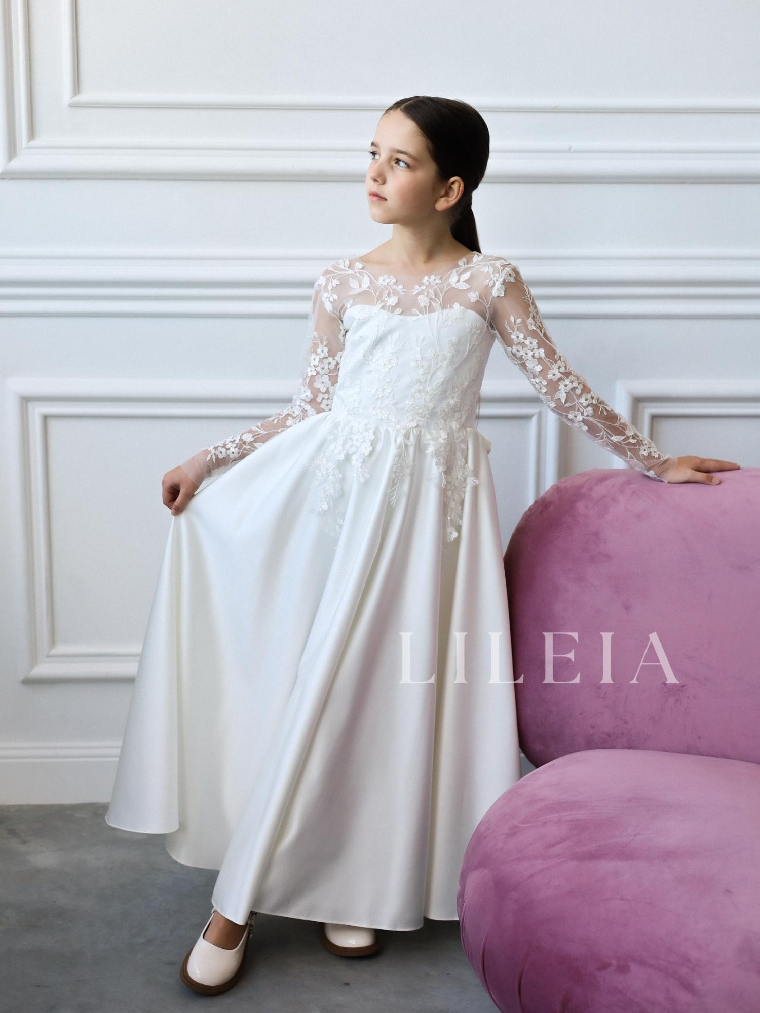 knee length dresses for ladies Puffy Sleeve Twinkle Embellished junior bridesmaid gown