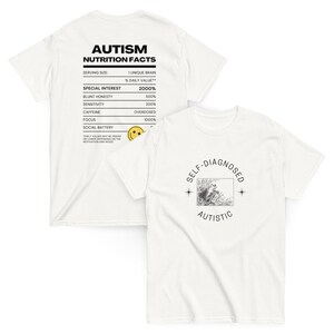 Factsheet over autistische kikker en autistische voeding uniseks T-shirt | Neurodiversiteit | Autisme