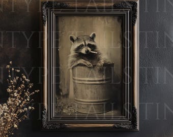 Vintage Raccoon Print: Funny Trash Panda Sepia Portrait