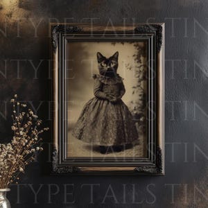 Victorian Cat Portrait Print: Gothic Cottagecore Wall Art