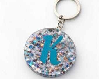 Personalized Initial Glitter Keychain