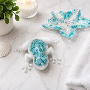 Vide-poches étoile de mer fait main | Porte-bijoux en résine effet verre de mer, décoration plage